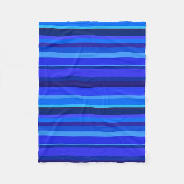 Blue horizontal stripes fleece blanket (Front)