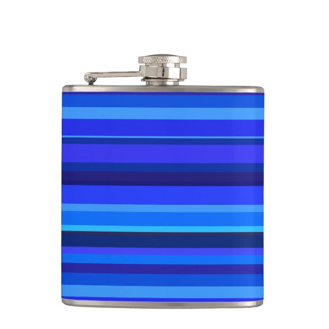 Blue horizontal stripes hip flask (Front)