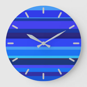 Blue horizontal stripes large clock