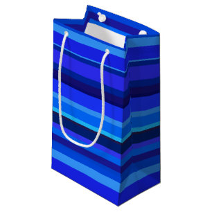 Blue horizontal stripes small gift bag