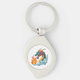 Blue horned dragon keychain