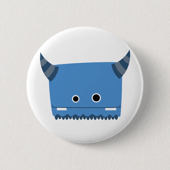 Blue Horned Monster 2 Inch Round Button (Front)