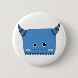Blue Horned Monster 2 Inch Round Button
