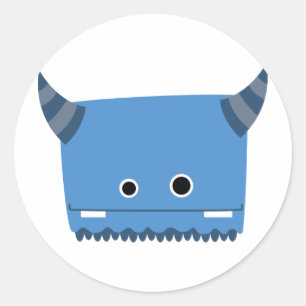 Blue Horned Monster Classic Round Sticker