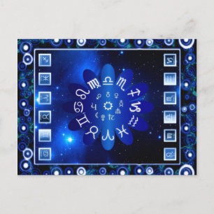 Blue Horoscopes Astrology Art Postcard
