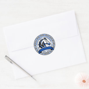 Blue Horse Badge With Ornamental Frame Sticker