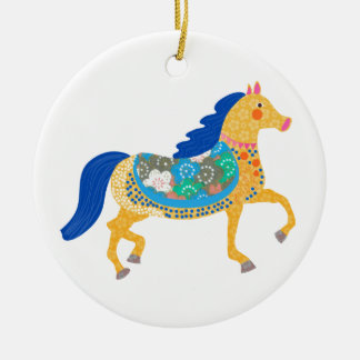 Blue horse collection ceramic ornament