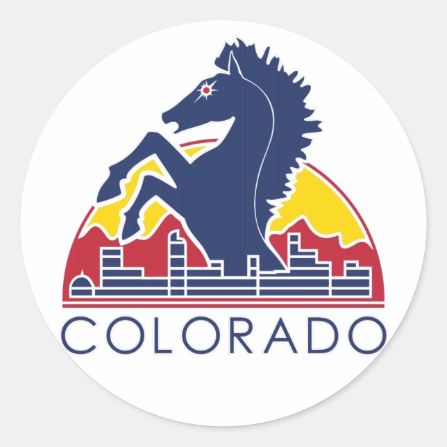 Blue Horse Colorado Logo Classic Round Sticker (Front)