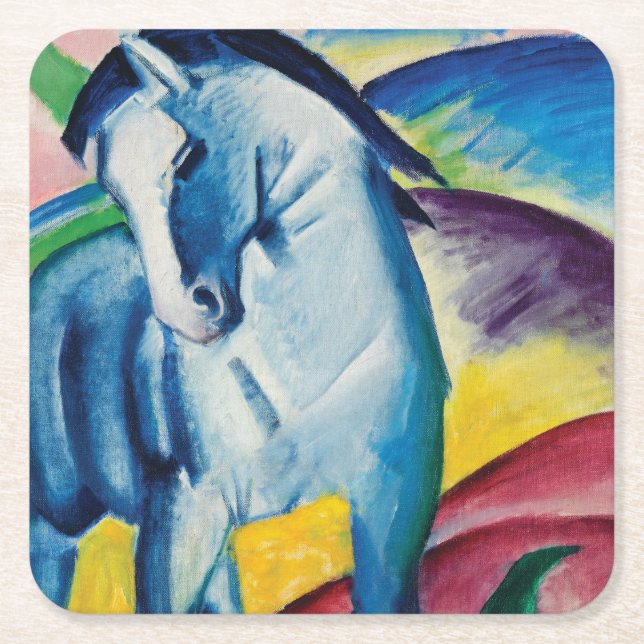 Blue Horse I by Franz Marc Square Paper Coaster (Front)