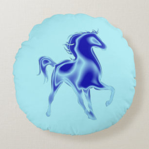 Blue Horse Round Pillow Your Color