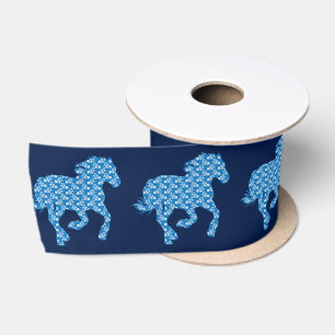 blue horse satin ribbon