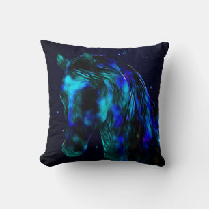 Blue Horse Throw Pillow
