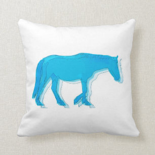 Blue Horse Throw Pillow