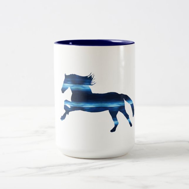 Blue Horse Two-Tone Coffee Mug (Center)