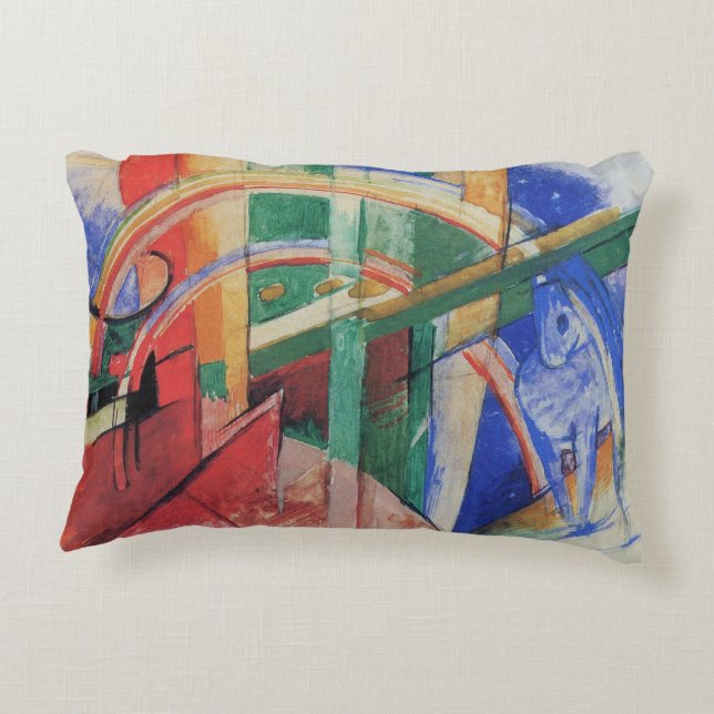 Blue Horse with Rainbow by Franz Marc Accent Pillow (Back)