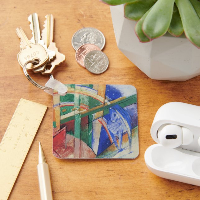 Blue Horse with Rainbow by Franz Marc Keychain (Desk)