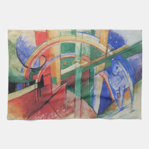 Blue Horse with Rainbow by Franz Marc Kitchen Towel