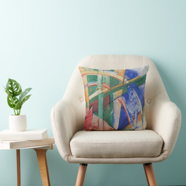 Blue Horse with Rainbow by Franz Marc Throw Pillow (Chair)