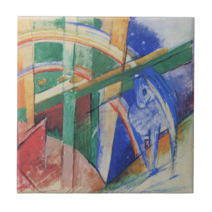 Blue Horse with Rainbow by Franz Marc Tile