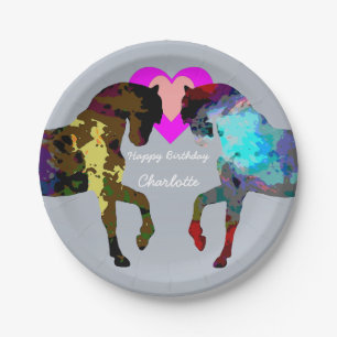 Blue Horses Personalized Paper Plates