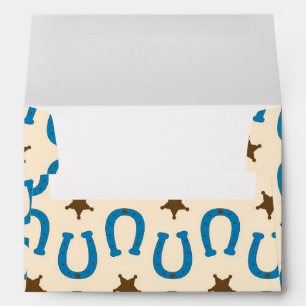 Blue Horseshoe Brown Sheriff Star Vintage Rustic Envelope