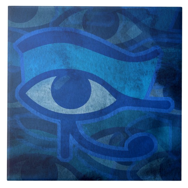 Blue Horus Eye Ceramic Tile (Front)