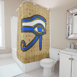 Blue Horus Eye On Hieroglyphs