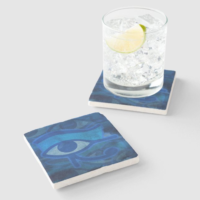 Blue Horus Eye Stone Coaster (Side)