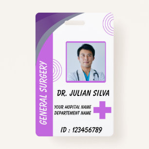 Blue Hospital Employee ID Badge Template