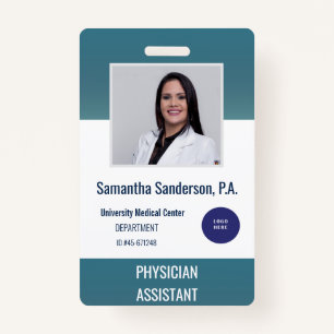 Blue Hospital Employee ID Logo Barcode Badge