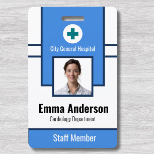 Blue Hospital Employee Photo ID – Nurse Doctor Badge