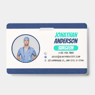 Blue   Hospital Medical Employee Photo ID Badge