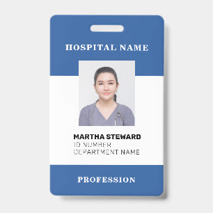 Blue Hospital Nurse Medical Employee Photo Company Badge