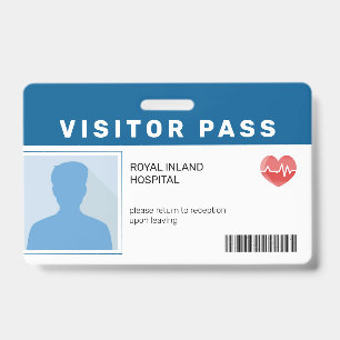 Blue   Hospital Visitor Pass ID Badge