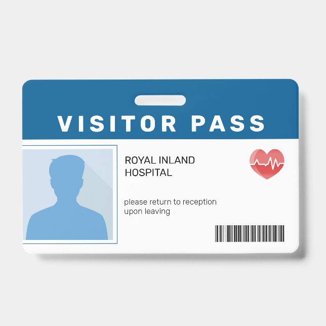 Blue | Hospital Visitor Pass ID Badge (Front)