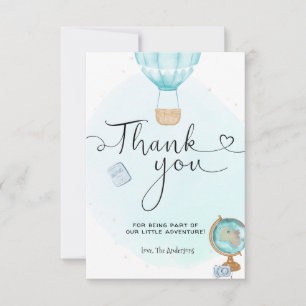 Blue Hot Air Balloon Adventure Thank You Card