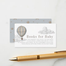Blue Hot Air Balloon Baby Shower Book Request