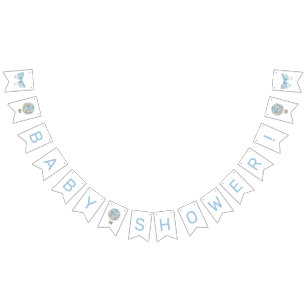 Blue Hot Air Balloon Baby Shower Bunting Flags