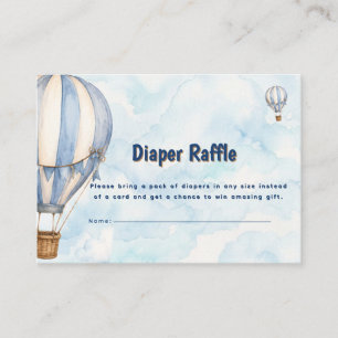 Blue Hot Air Balloon Baby Shower Diaper Raffle  Enclosure Card