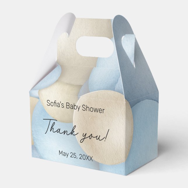 Blue Hot Air Balloon Baby Shower Favor Box (Back Side)