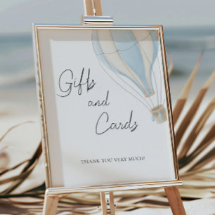 Blue Hot Air Balloon Baby Shower Gifts and Cards Poster