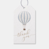 Blue Hot Air Balloon Baby Shower Thank You Gift Tags (Front)