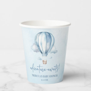 Blue Hot Air Balloon Baby Shower Welcome Sign Paper Cups