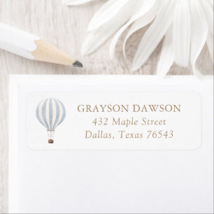 Blue Hot Air Balloon Birthday Return Address