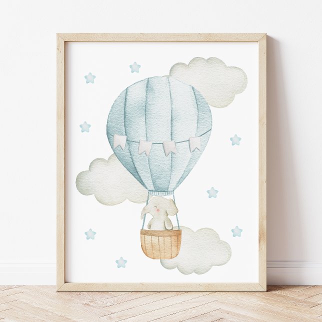 Blue Hot Air Balloon, Elephant, Stars, Boy Nursery Photo Print (Creator Uploaded)