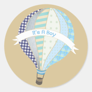 Blue Hot Air Balloon It's A Boy Sticker