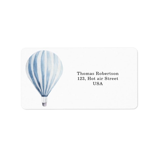 Blue hot air balloon  label (Front)