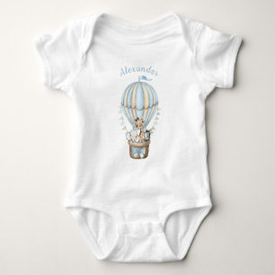 Blue Hot Air Balloon Safari Animals Baby Bodysuit