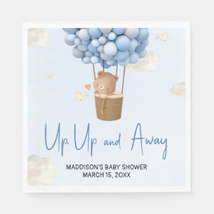 Blue Hot Air Balloon Up and Away Baby Shower Napkin