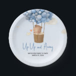 Blue Hot Air Balloon Up and Away Baby Shower Paper Plate<br><div class="desc">Make your Hot Air Balloon baby shower extra special with these delightful round paper plates! Sturdy yet stylish,  these plates are perfect for serving delicious bites while complementing your theme in the most adorable way. BS245</div>